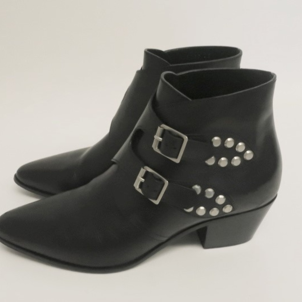 Saint Laurent Studded Double Monk Ankle Boots - Picture 6 of 8
